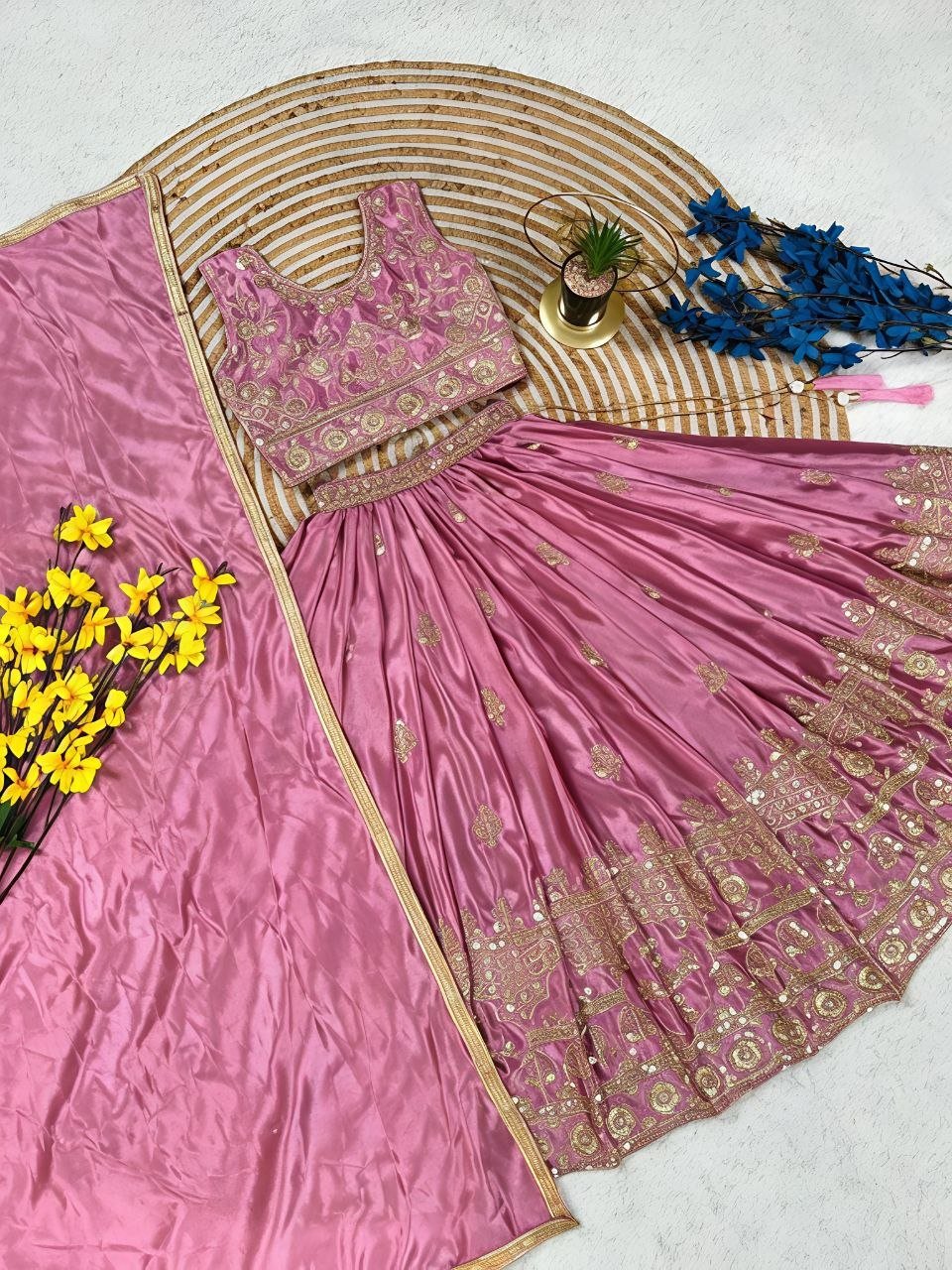 Ethnic Wedding Outfit for Kids - Girls Premium Lehenga Choli Set with Dupatta - Vastraa
