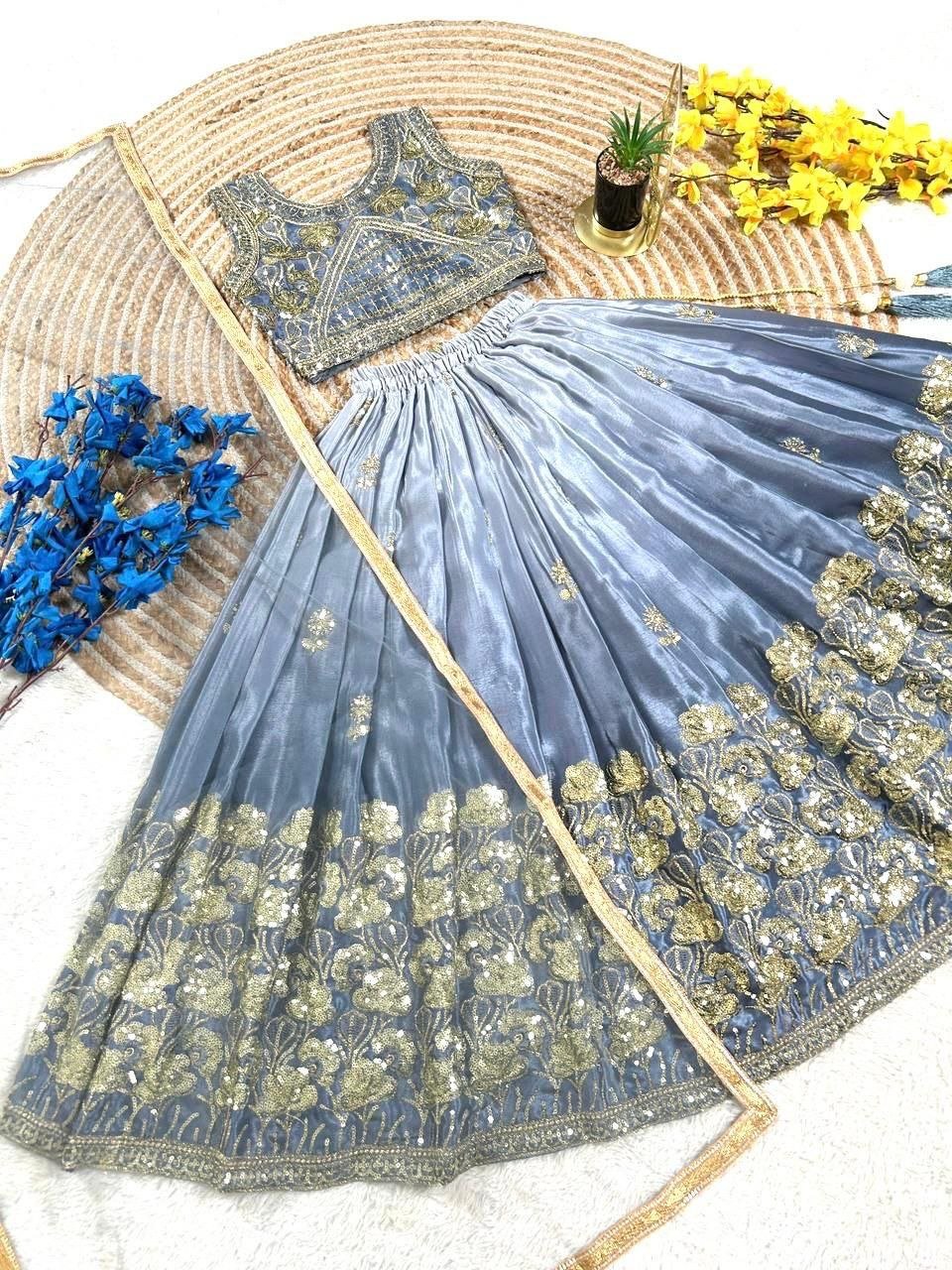 Girls Lehenga Choli Set with Net Dupatta | Kids Ethnic Wear for Wedding & Festival - Vastraa