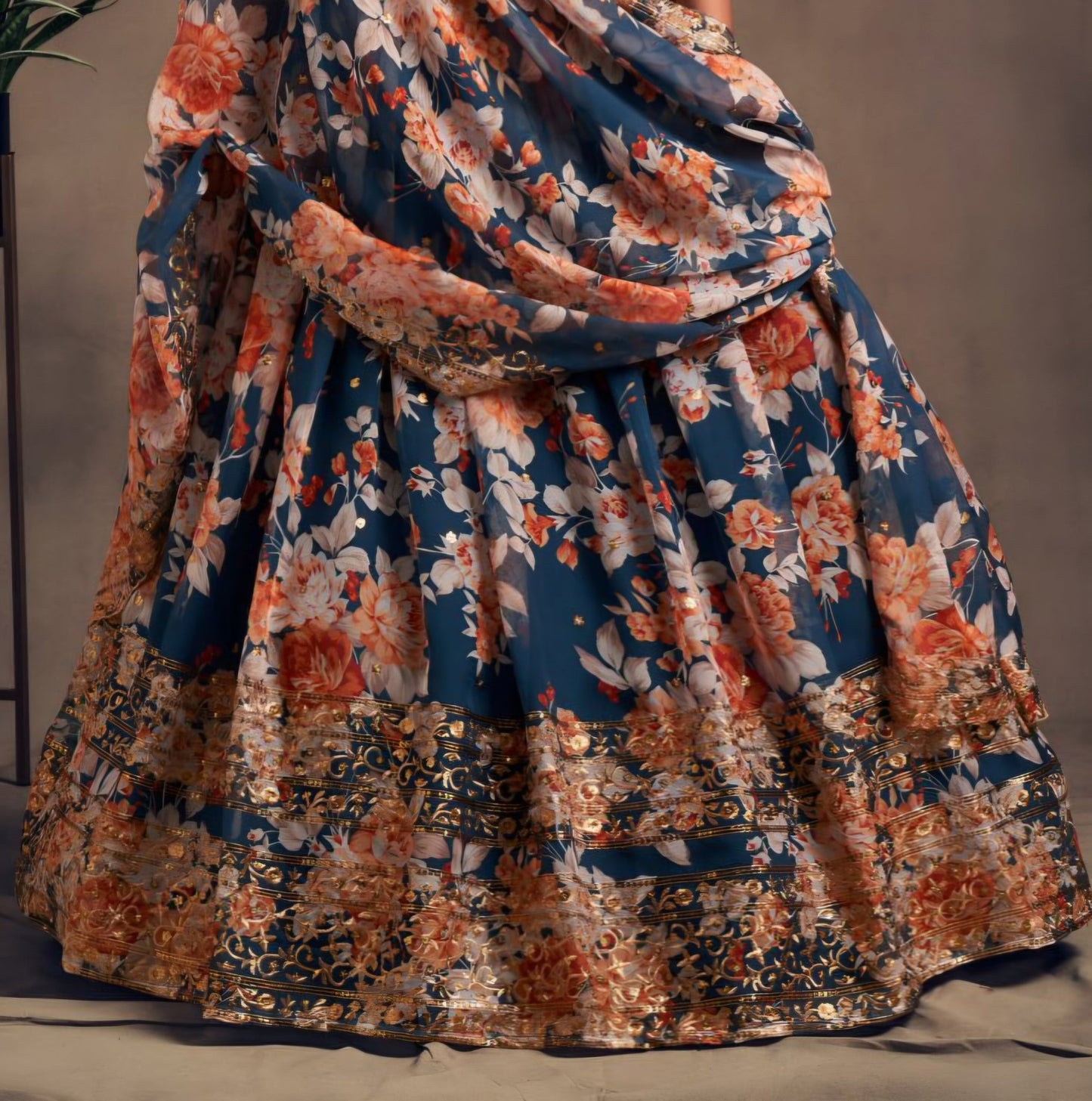 Wedding Guest Floral Lehenga Choli With Dupatta - Vastraa