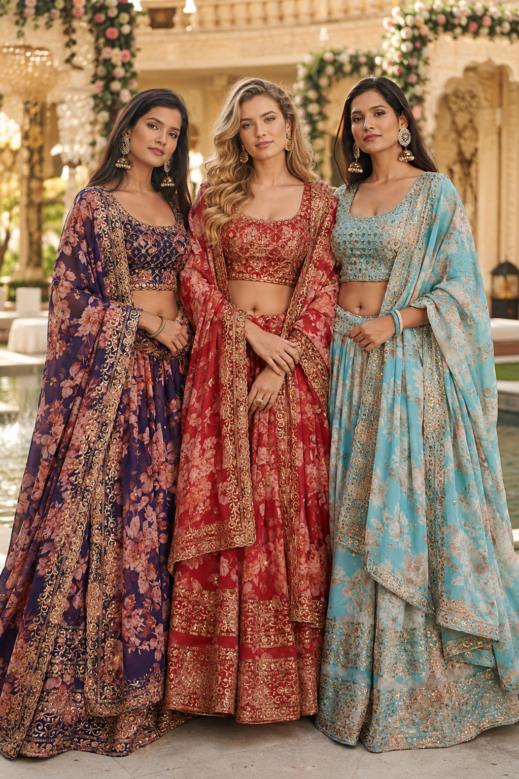 Designer Floral Embroidered Lehenga Choli Set for Women - Wedding & Festive Wear - Vastraa