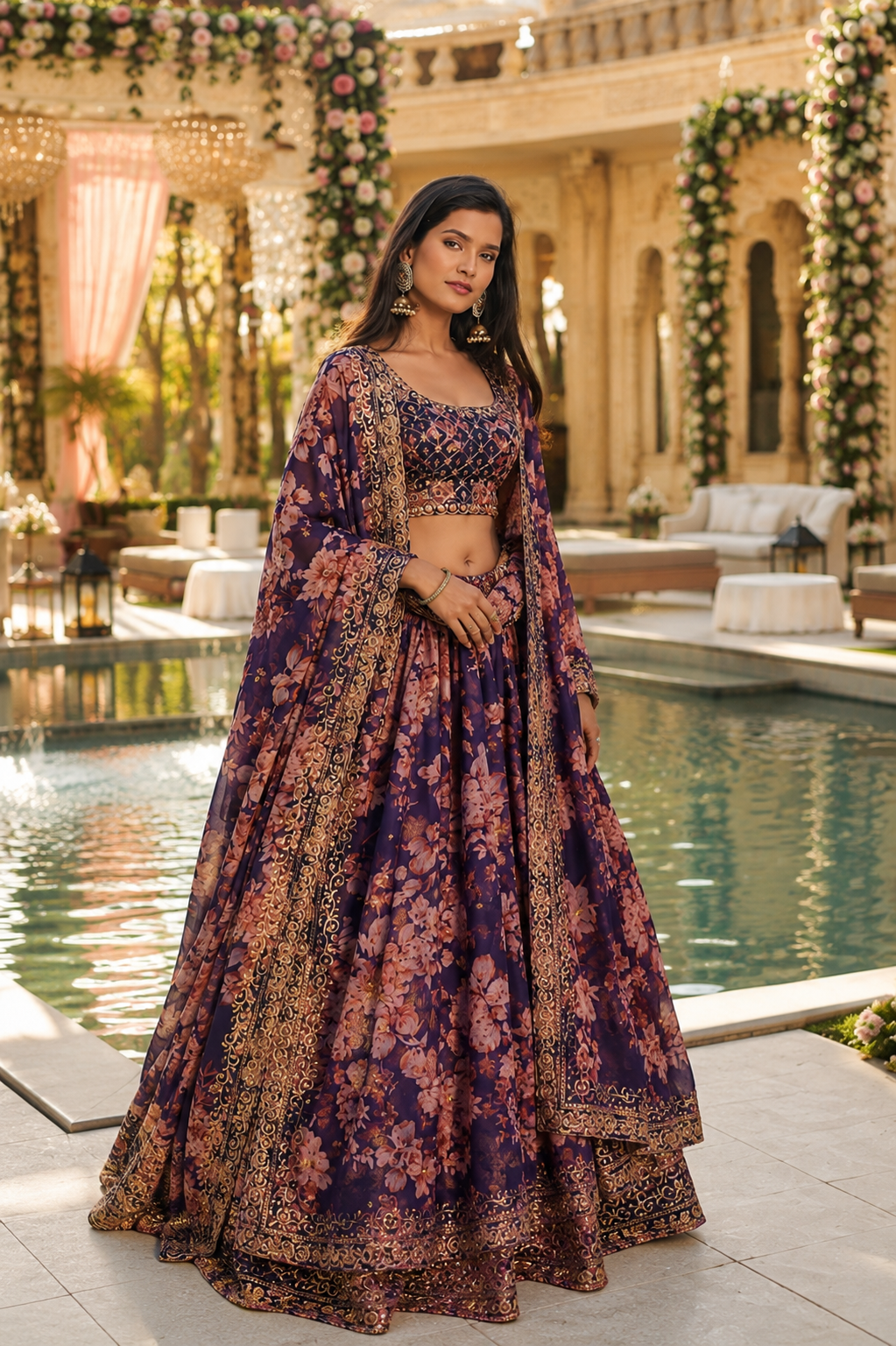 Designer Floral Embroidered Lehenga Choli Set for Women - Wedding & Festive Wear - Vastraa