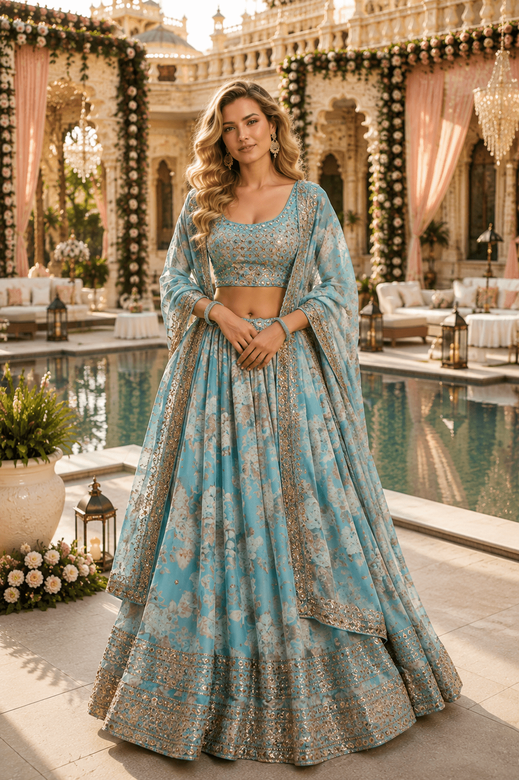Designer Floral Embroidered Lehenga Choli Set for Women - Wedding & Festive Wear - Vastraa