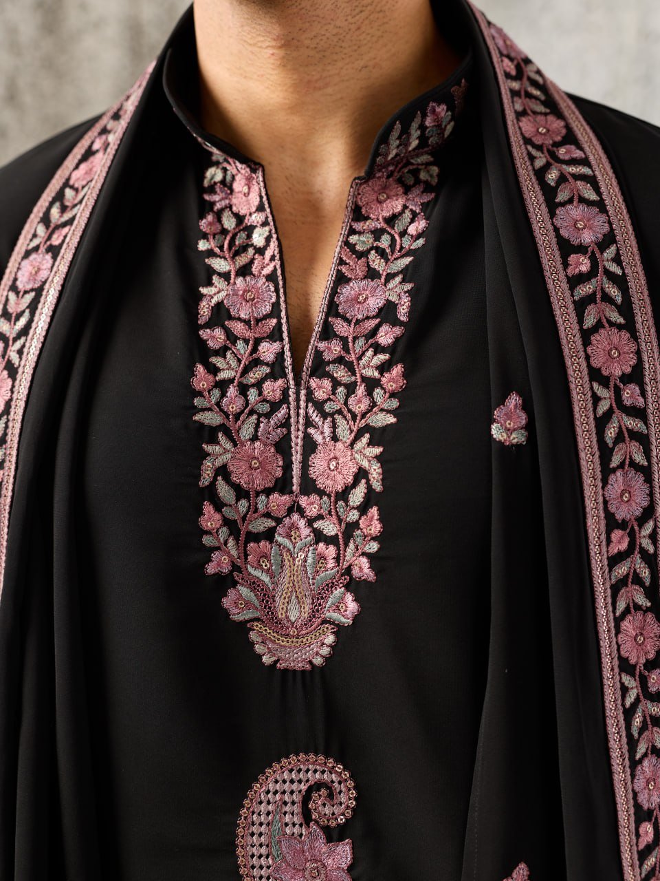 Designer Men's Wedding Kurta Pajama with Dupatta Set - Vastraa
