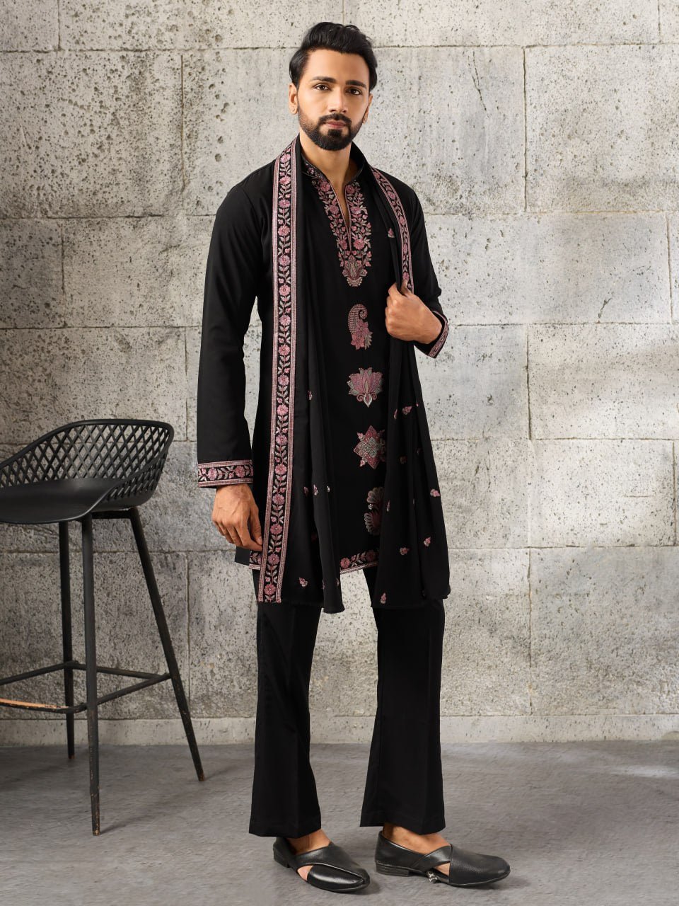 Designer Men's Wedding Kurta Pajama with Dupatta Set - Vastraa