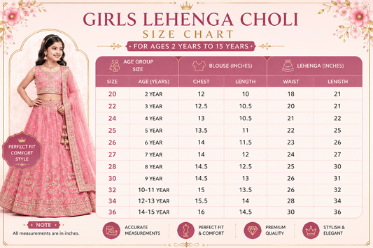 Girls Embroidered Lehenga Choli with Dupatta – Kids Wedding & Party Wear - Vastraa