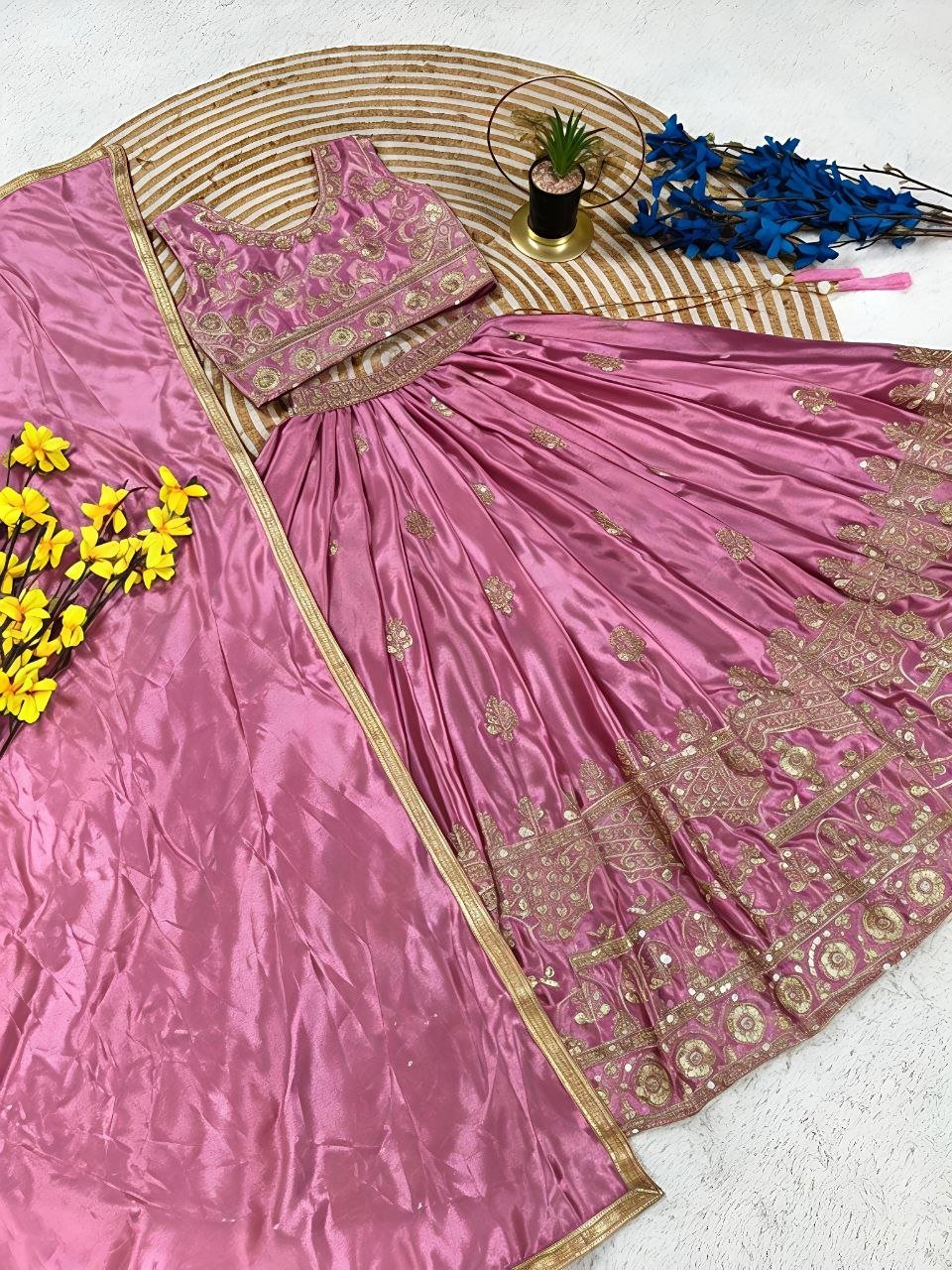 Ethnic Wedding Outfit for Kids - Girls Premium Lehenga Choli Set with Dupatta - Vastraa