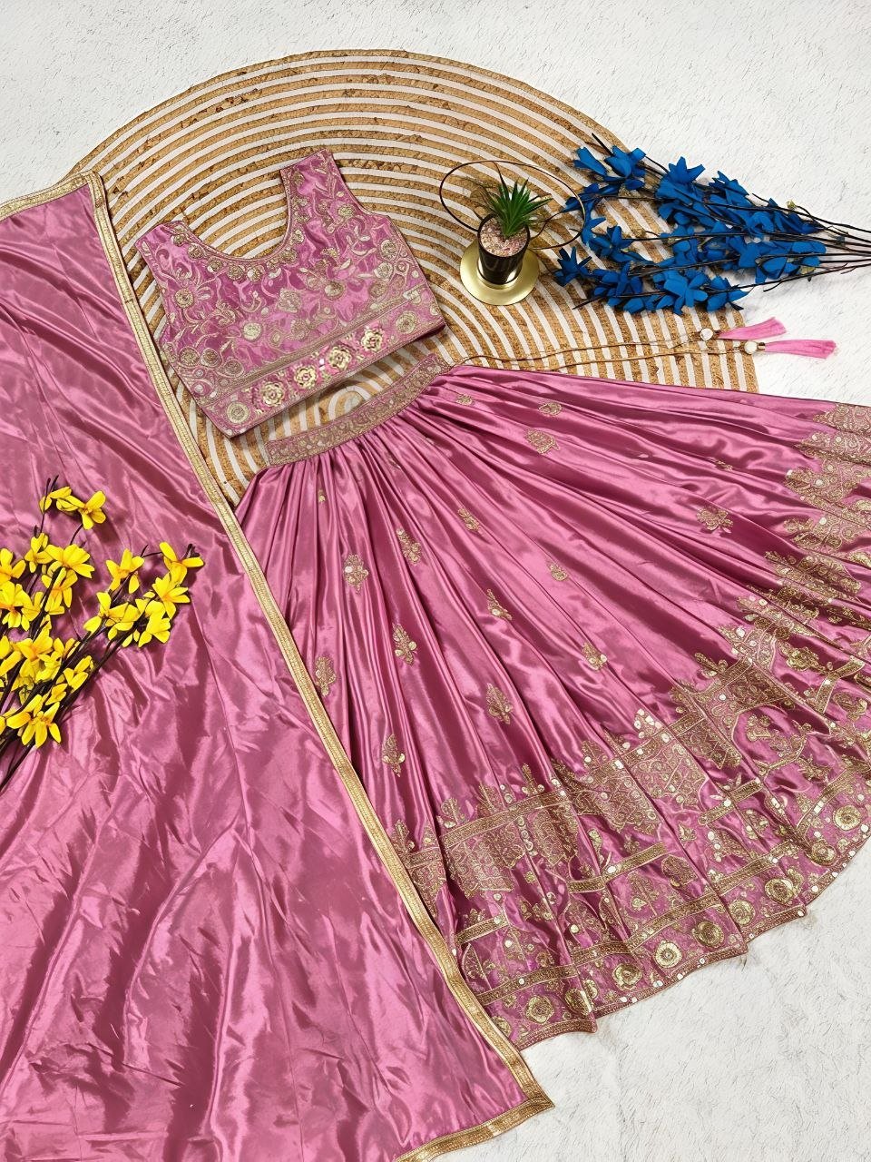Ethnic Wedding Outfit for Kids - Girls Premium Lehenga Choli Set with Dupatta - Vastraa