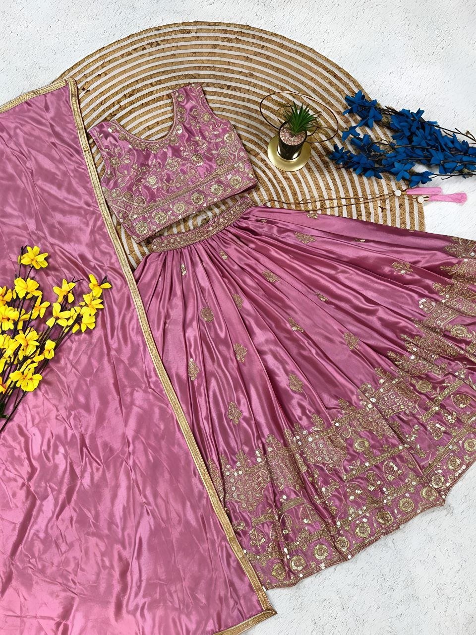 Ethnic Wedding Outfit for Kids - Girls Premium Lehenga Choli Set with Dupatta - Vastraa