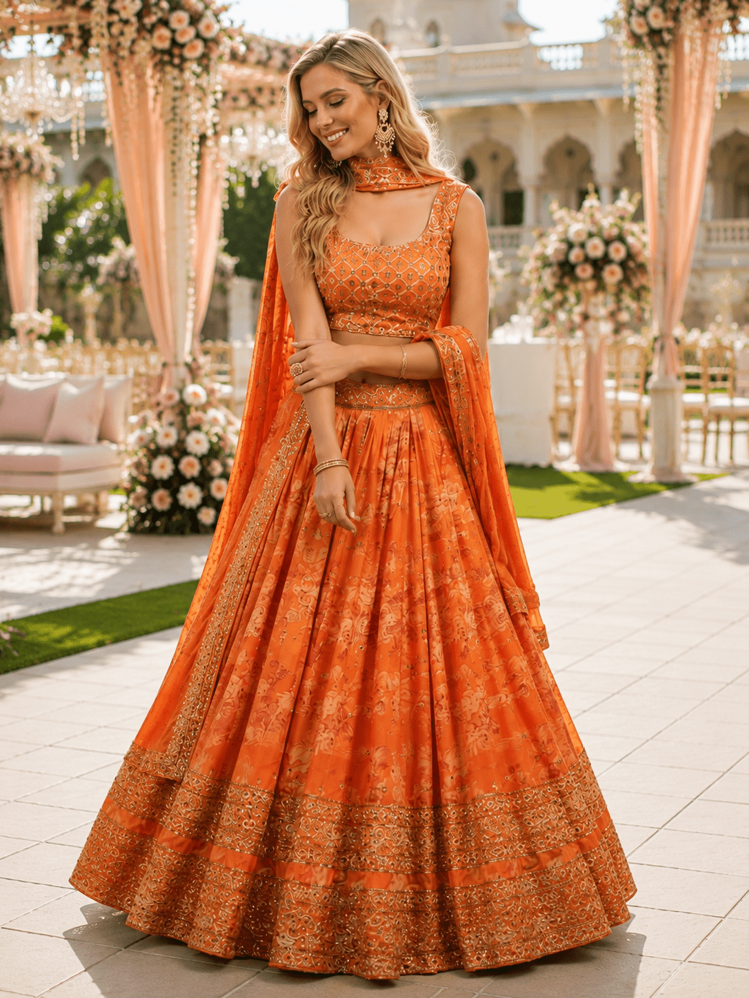 Floral Embroidered Lehenga Choli Set - Bridal Lehenga, Sangeet & Wedding Guest Dress - Vastraa