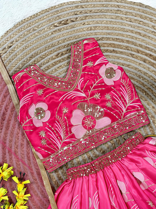 Girls Embroidered Lehenga Choli with Dupatta – Kids Wedding & Party Wear - Vastraa