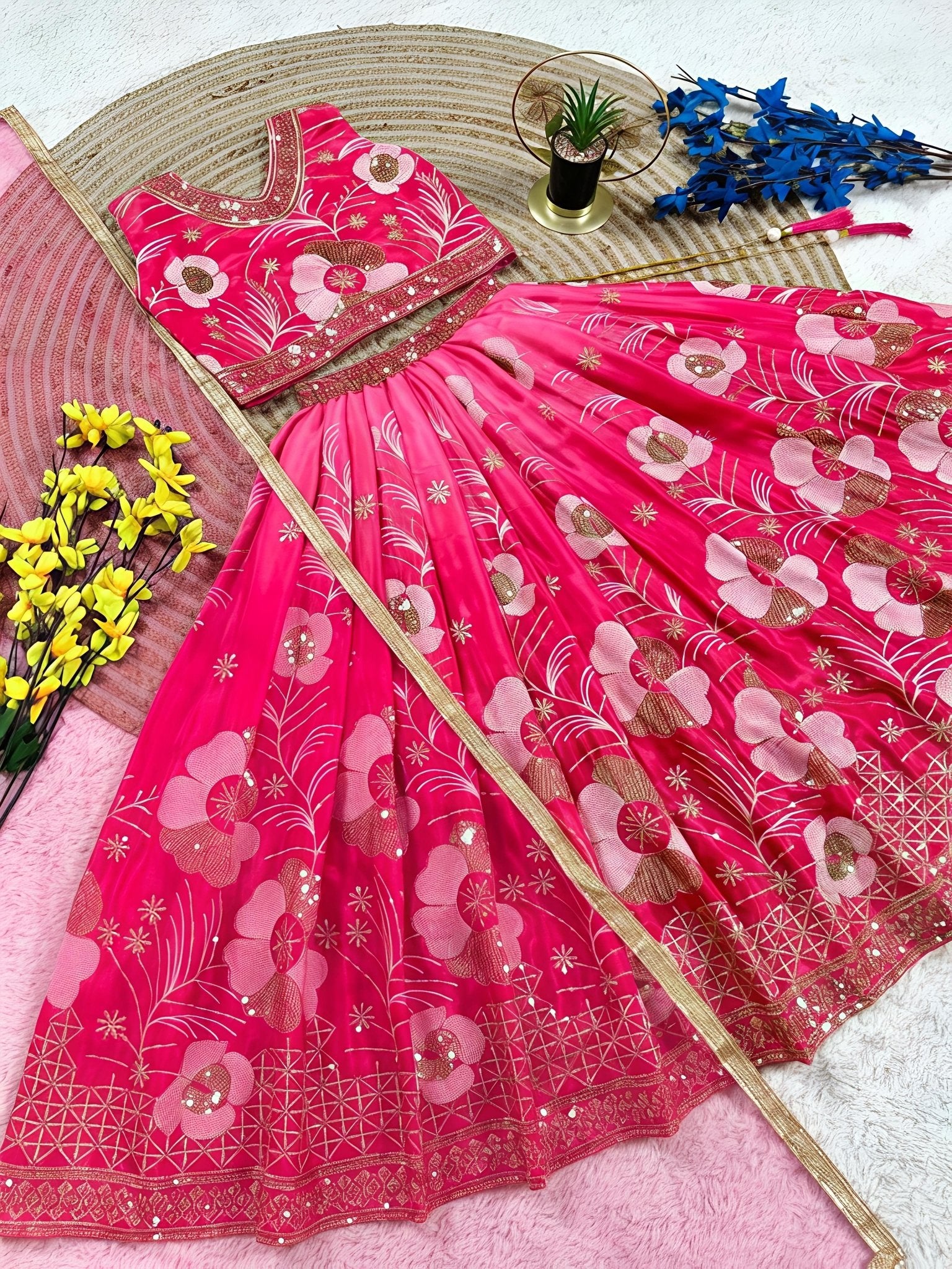 Girls Embroidered Lehenga Choli with Dupatta – Kids Wedding & Party Wear - Vastraa