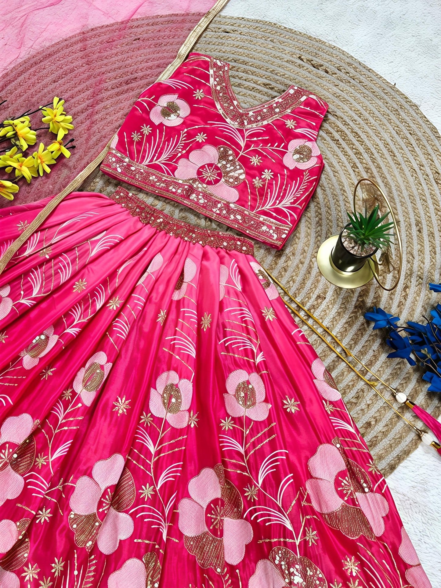 Girls Embroidered Lehenga Choli with Dupatta – Kids Wedding & Party Wear - Vastraa