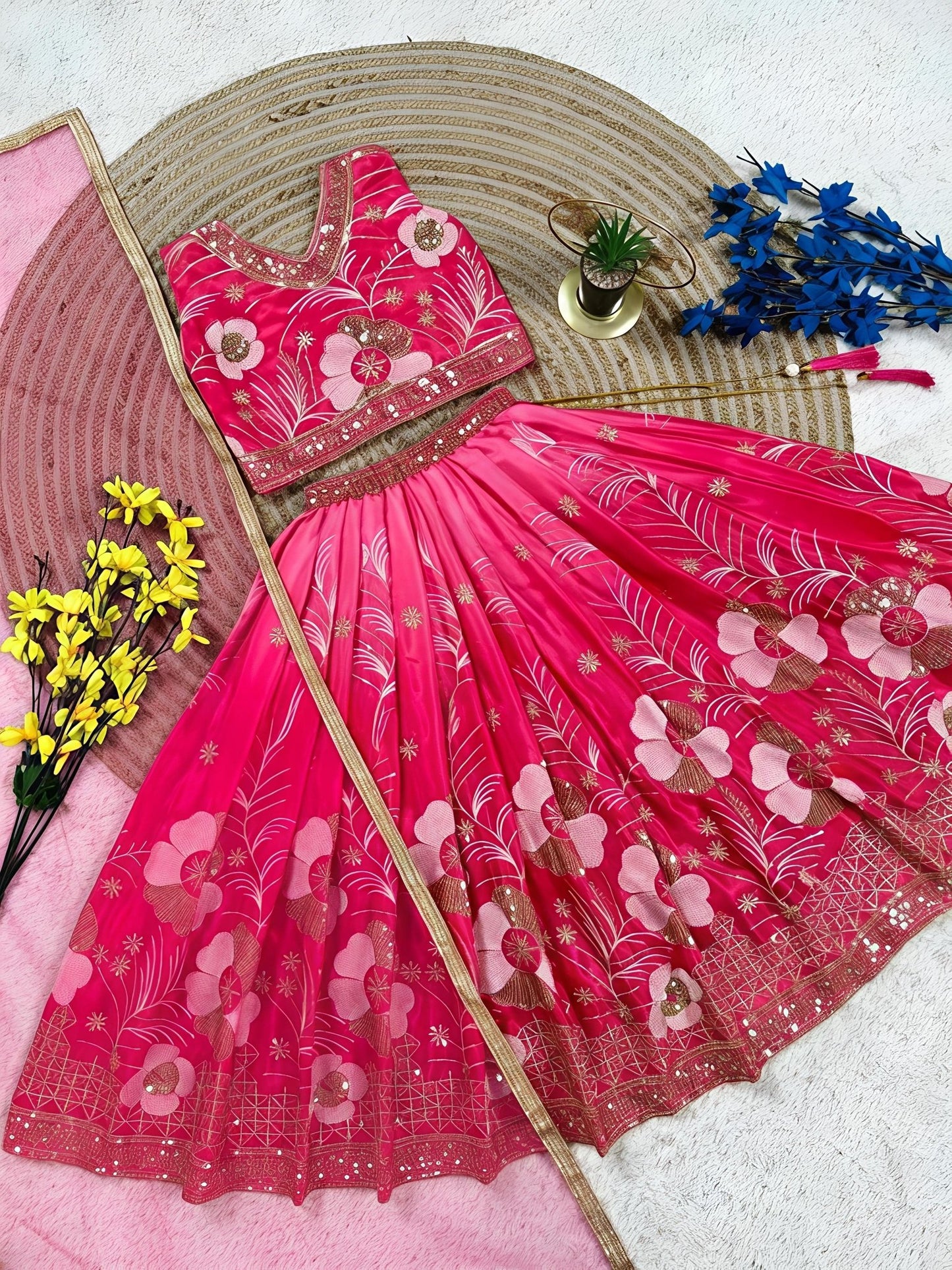 Girls Embroidered Lehenga Choli with Dupatta – Kids Wedding & Party Wear - Vastraa