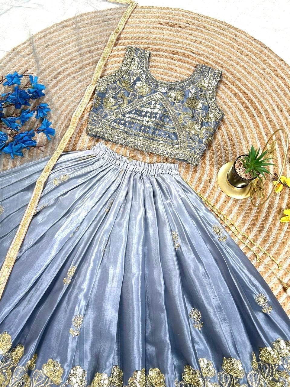 Girls Lehenga Choli Set with Net Dupatta | Kids Ethnic Wear for Wedding & Festival - Vastraa