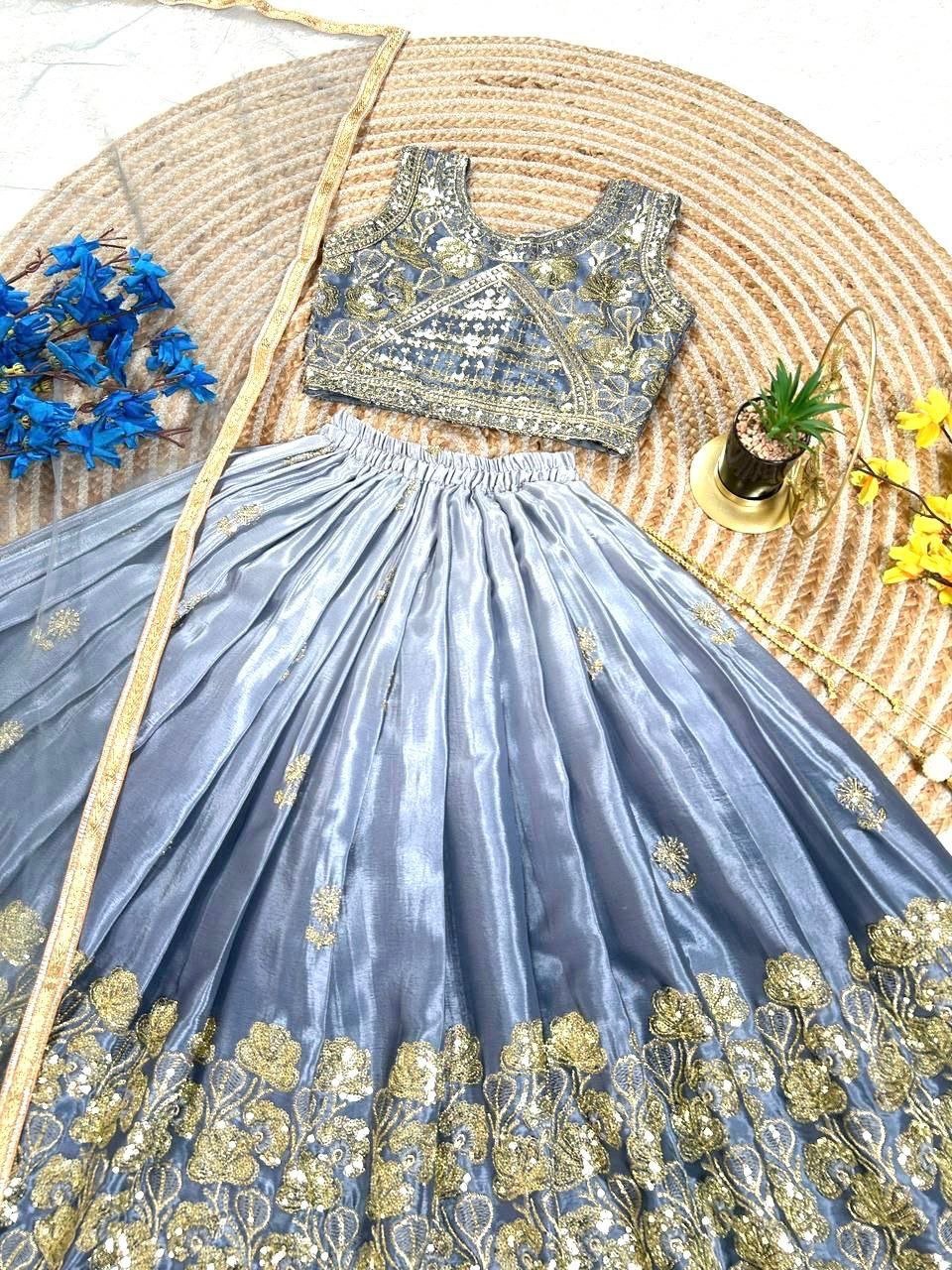 Girls Lehenga Choli Set with Net Dupatta | Kids Ethnic Wear for Wedding & Festival - Vastraa