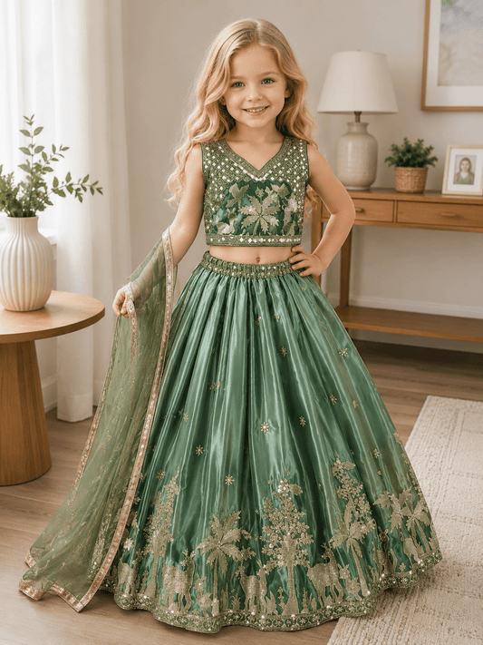 Kids Girls Designer Lehenga Choli Set – Traditional Ethnic Wear for Weddings & Festivals - VastraaKids Lehenga Choli