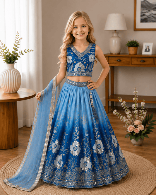 Kids Girls Ethnic Lehenga Choli Set – Indian Traditional Outfit for Festivals - Vastraa