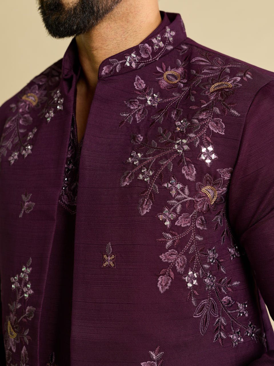 Luxurious Men's Wedding Kurta Pajama with Nehru Jacket - Vastraa