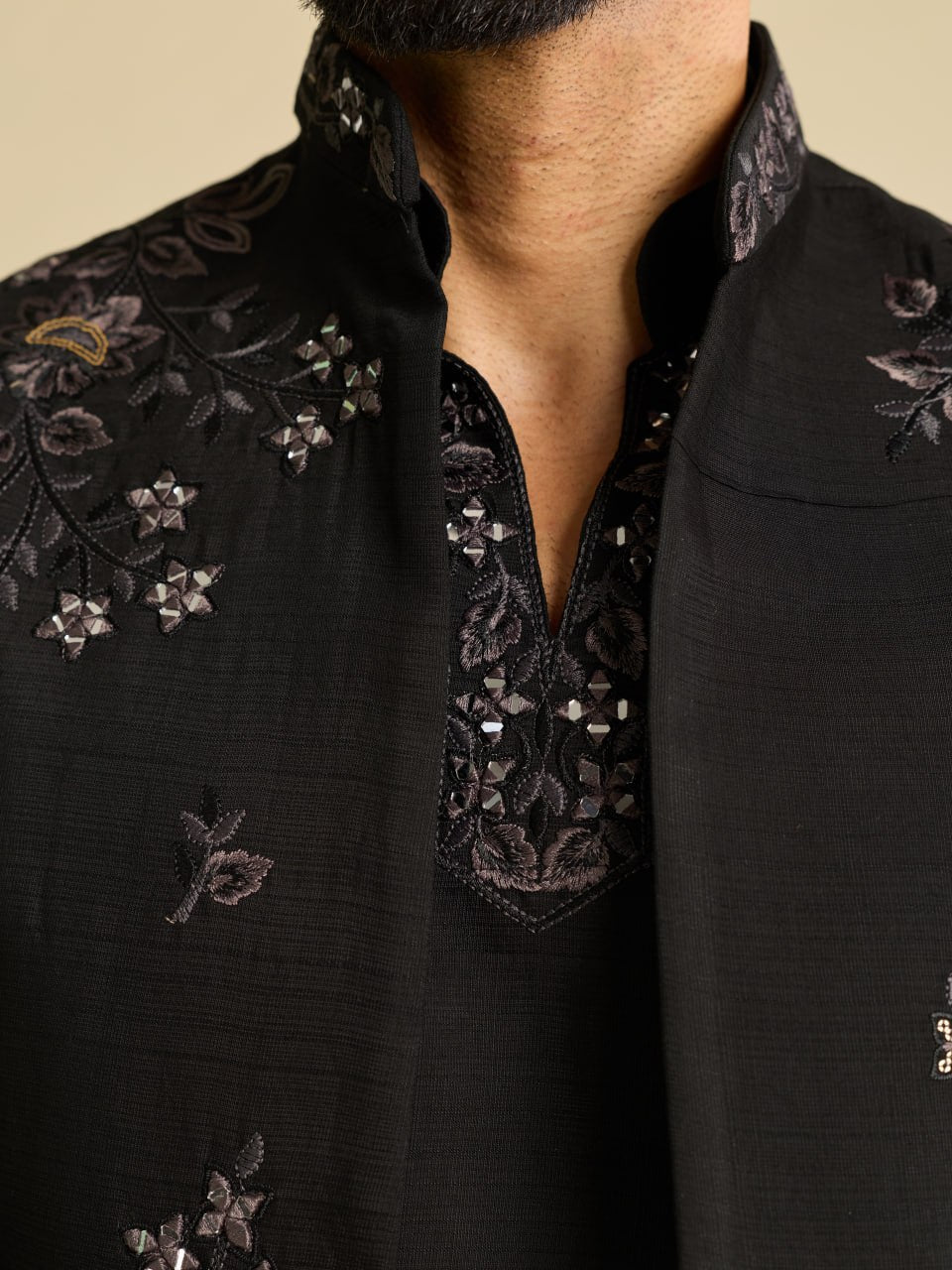 Luxurious Men's Wedding Kurta Pajama with Nehru Jacket - Vastraa