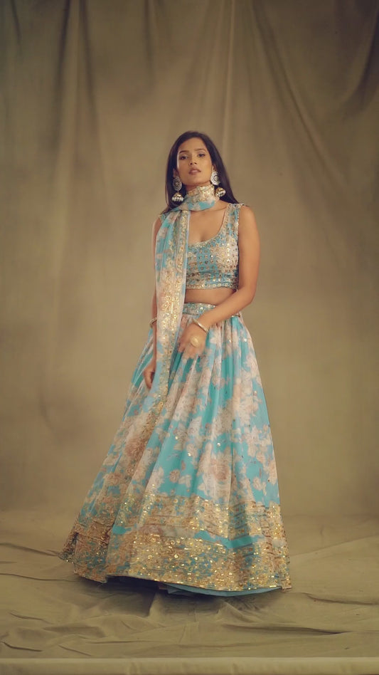 Designer Floral Embroidered Lehenga Choli Set for Women - Wedding & Festive Wear