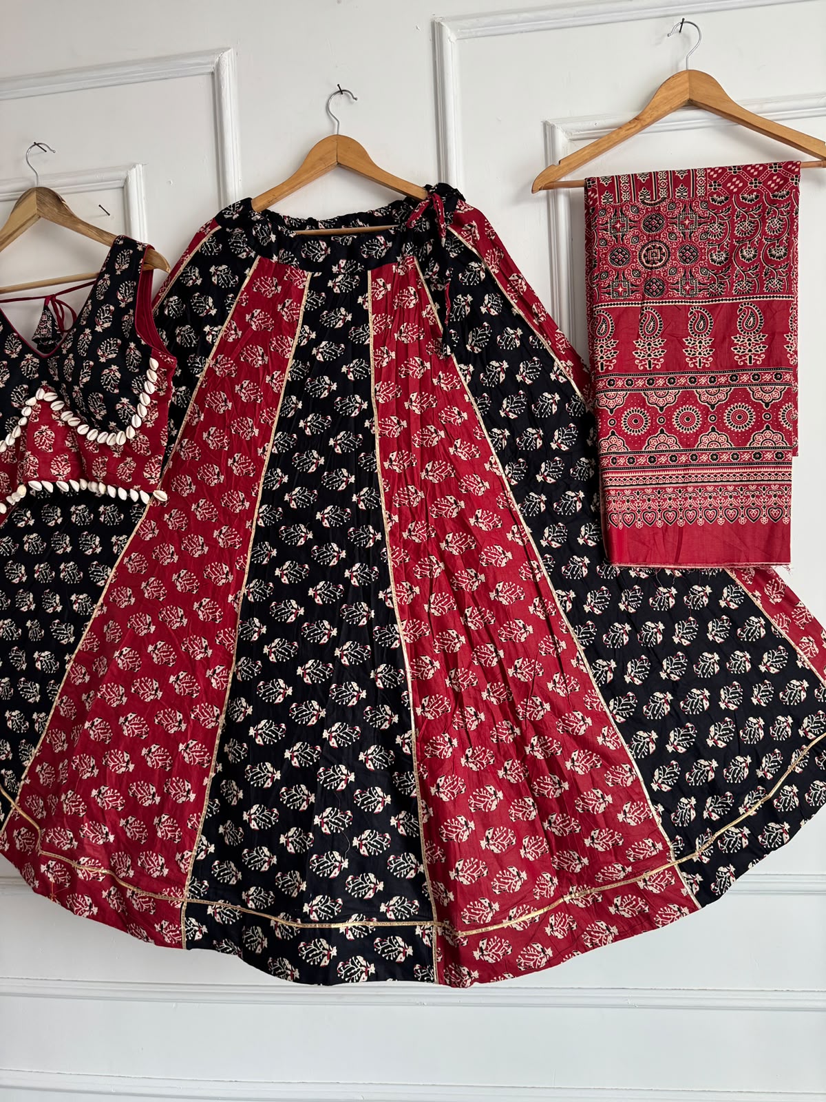 Premium Ajrakh Navratri Lehenga Choli Set, Garba & Dandiya Festive Wear