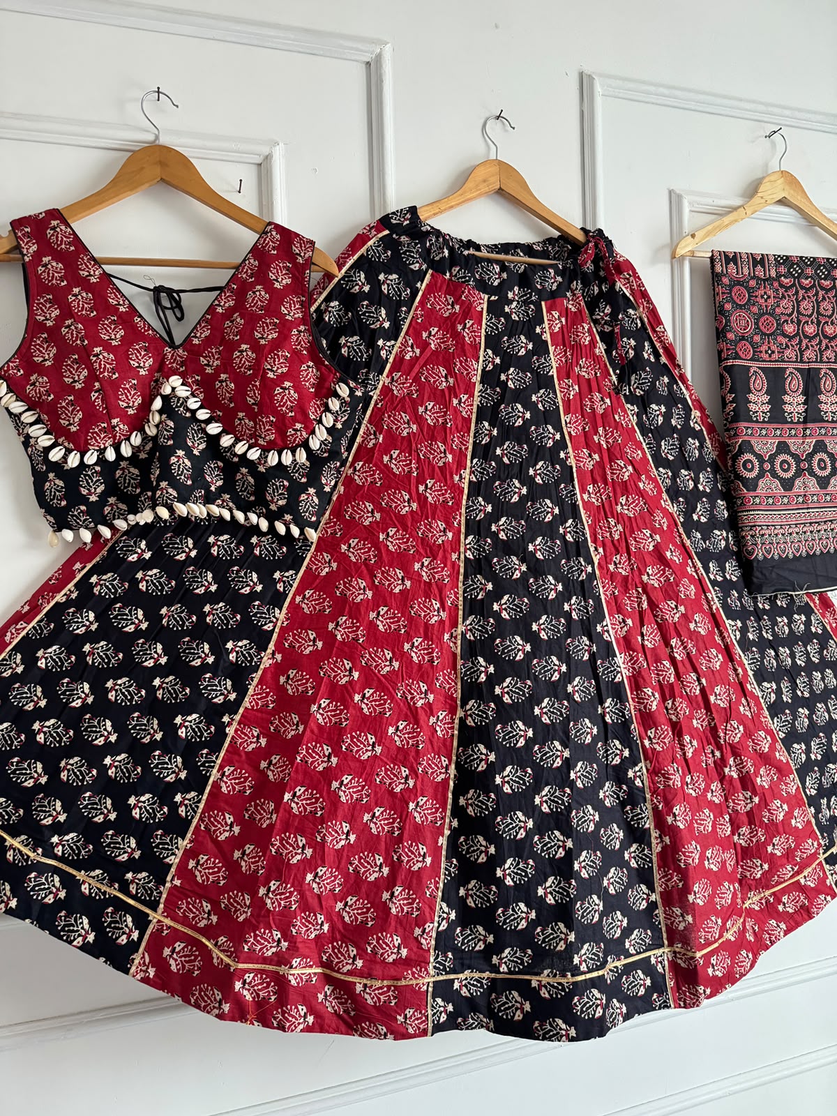Premium Ajrakh Navratri Lehenga Choli Set, Garba & Dandiya Festive Wear