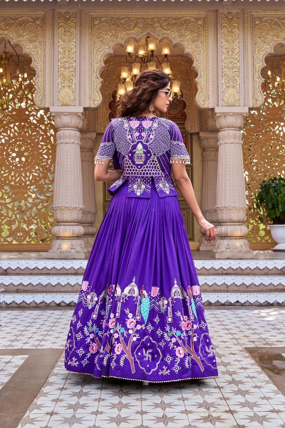 Women's Embroidered Lehenga Choli Set With Jacket - Vastraa